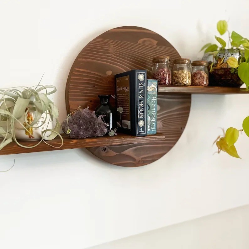 Деревянный стенный пол плавучая рамка кристаллический дисплей растение стойка для гостиной дисплей