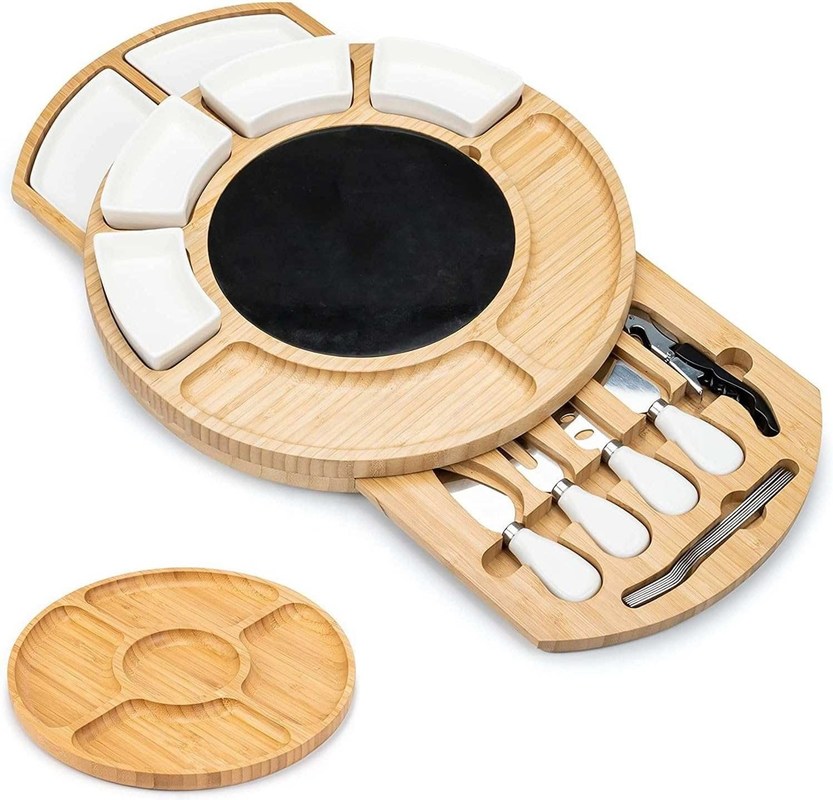 Четырехугольный бамбуковый сыр Поднос и нож для коммерческих покупателей