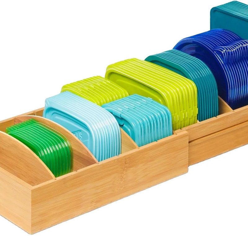 Деревянный бамбук расширяемый контейнер для хранения продуктов питания для кухни OEM