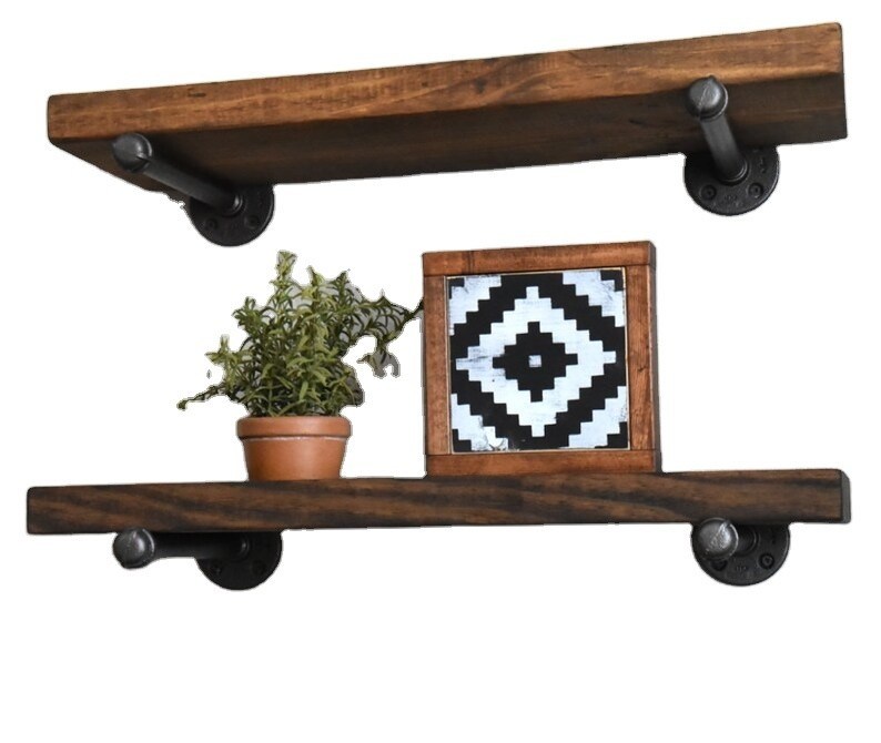 Внутренний подвес плавучая полка Стенная деревянная полка для микроволновой печи Рустическая полка для отображения