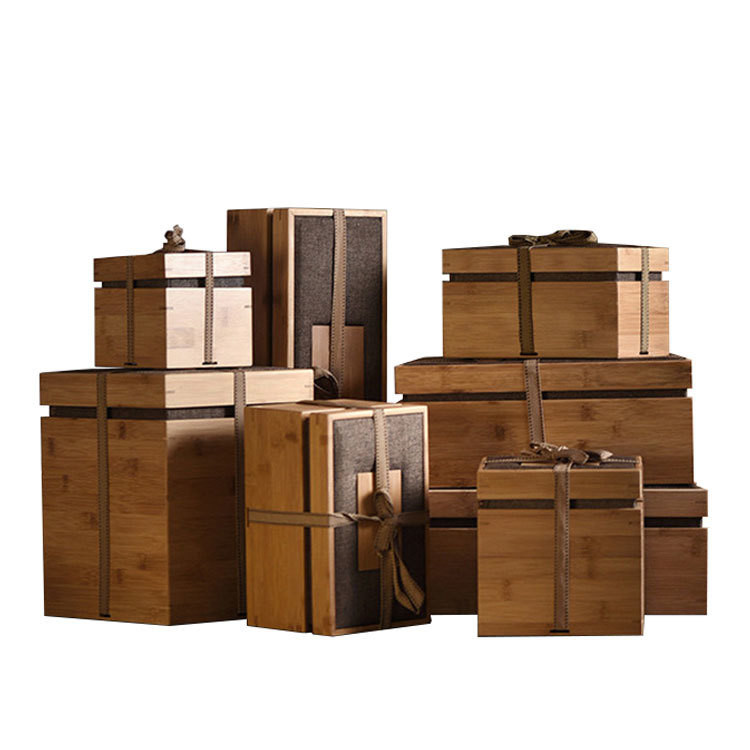 Бамбук или деревянный материал на заказ Мат-ламинация Печать гравировка логотипа Ювелирные изделия Подарочные коробки