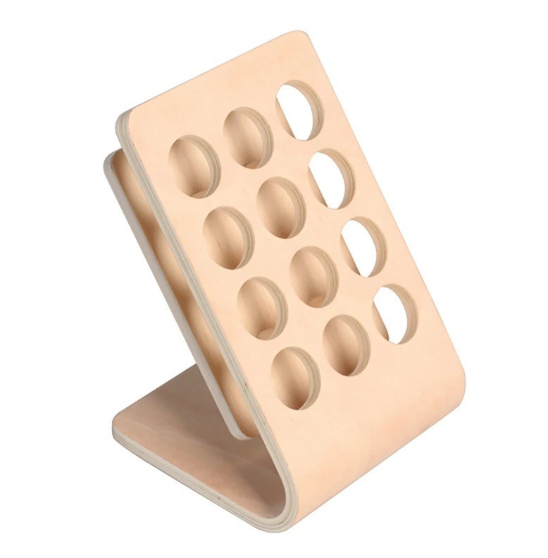 Шелковое печать 12 отверстий Деревянная бутылка эфирного масла дисплейная стойка для хранения