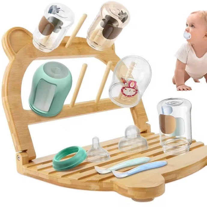 Кухонный стоявший бамбуковый бутылочный сушильщик для быстрой сушки и экономии места