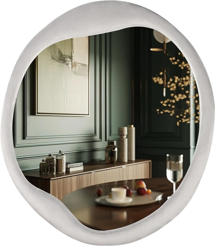 Покрашенный фланель обернутый деревянный каркас зеркало Уникальное нерегулярное украшение стен для дома