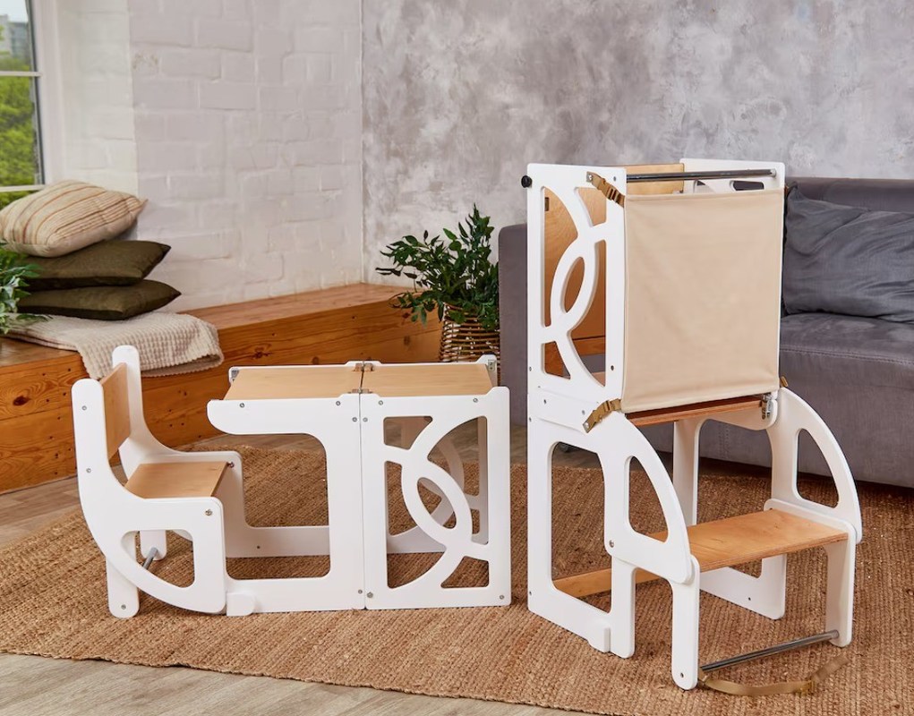 7 в 1 кабриолет для малышей Башня стол с спинкой усиливают обучение и кухня веселье