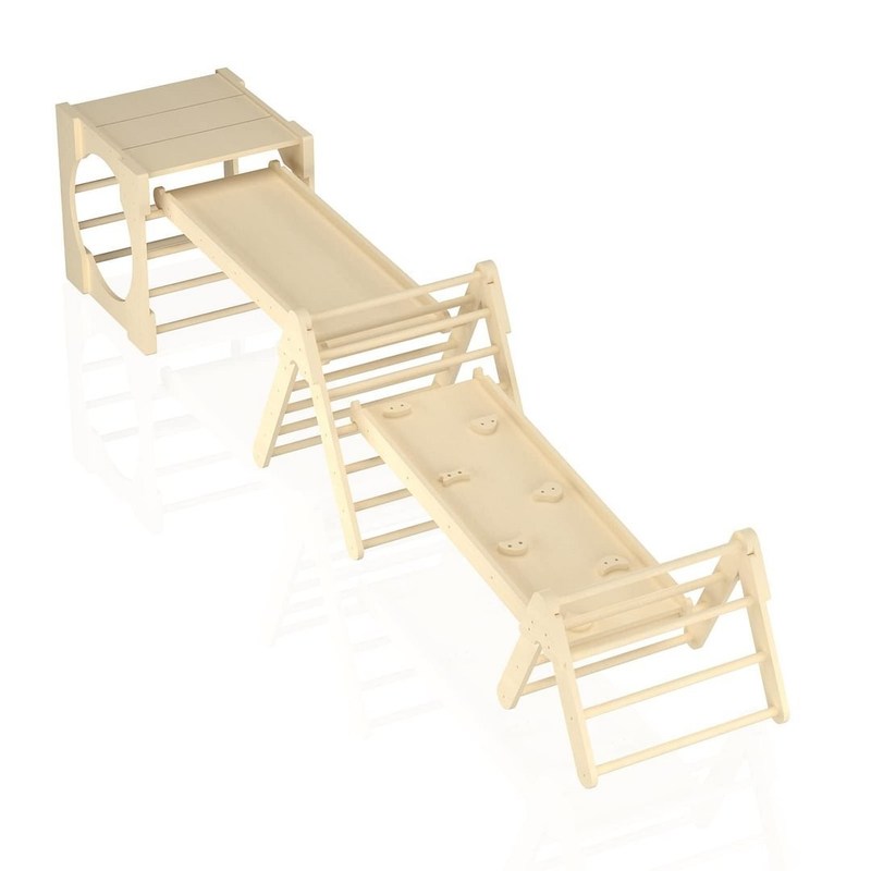 Игрушки для треугольника 5 в 1 Древесный гимнастический зал для детей с пандусом и горки