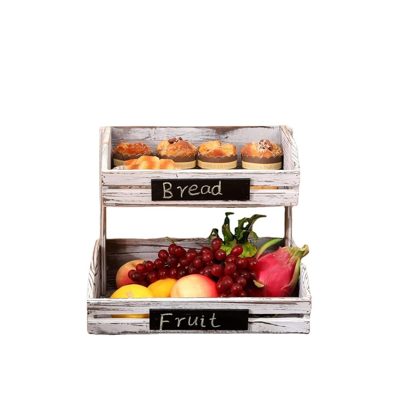 Настраиваемый логотип 2 уровень ферма деревянная корзина для кухни столовая и гостиная