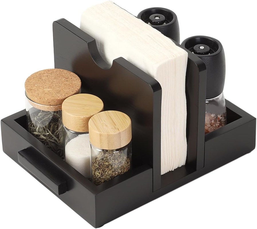 2024 Дизайн американского стиля Деревянный носитель салфетки для стола для хранения солей и перцами