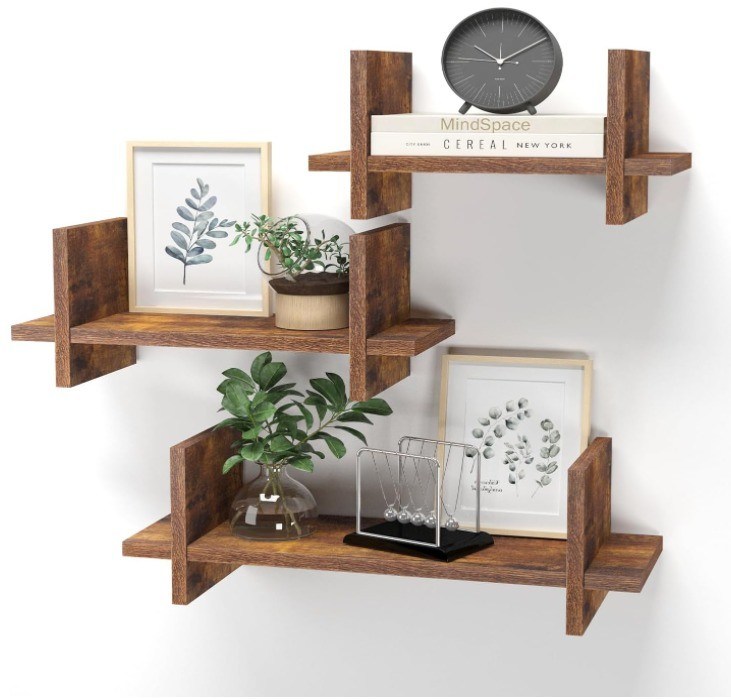 Эффективно используйте пространство с 202408 набор 3 деревянные плавучие полки настенные полки