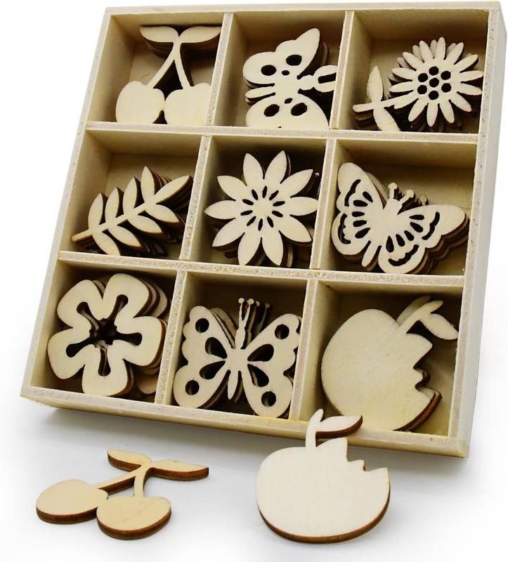 Деревянные украшения Лазерные резки Бланки Лесные ломтики для декорации природы 45 шт.